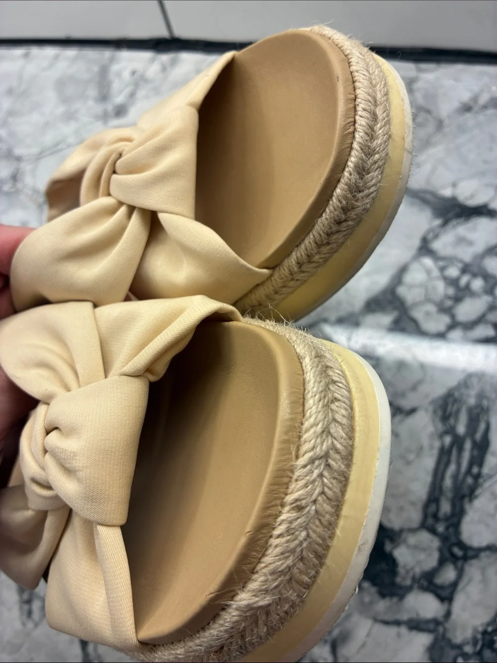 Naturalizer Beige Knot-Front Slide rope  espadrille Sandals 9.5  runs big